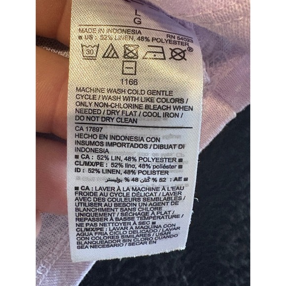 Old Navy Womens Top Button Up Lavender Casual Short Sleeve Linen Blend - L - Picture 5 of 7